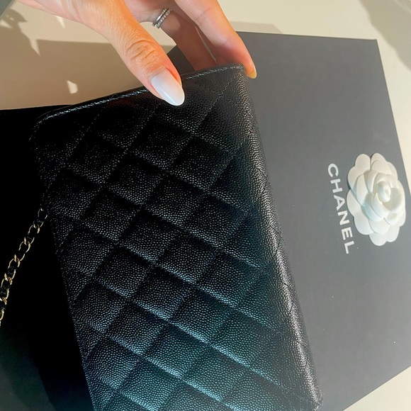 ❌SOLD❌CHANEL Caviar leather Wallet On Chain Black Cross Body Bag - Picture 9 of 11